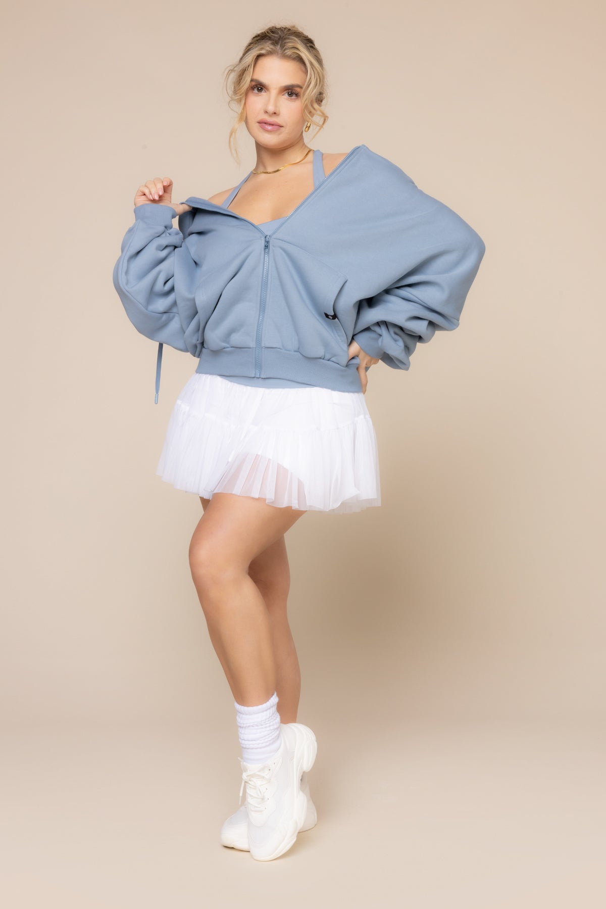 Zip Cloud Hoodie - Blue Storm
