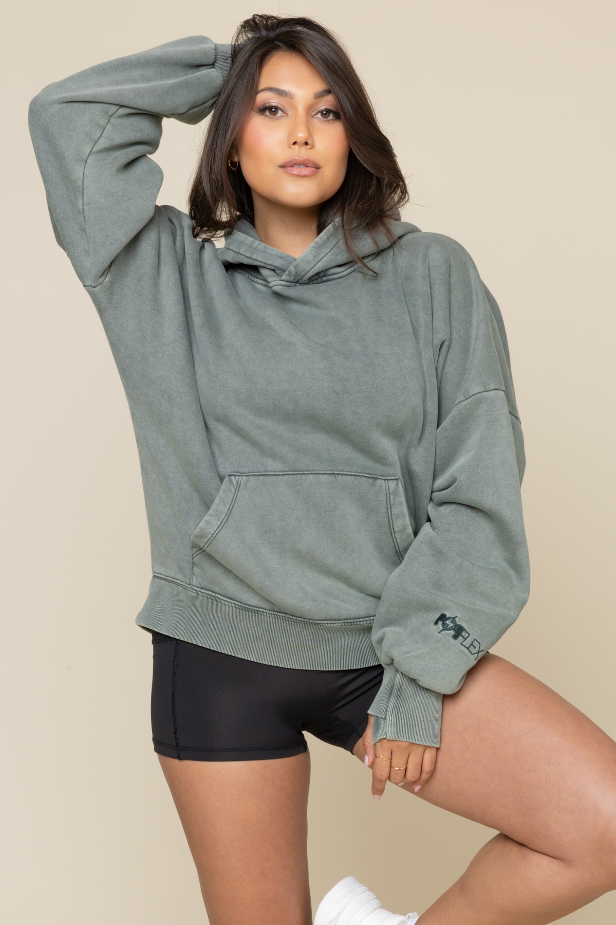 Boxy Boyfriend Hoodie - Vintage Forest Fern