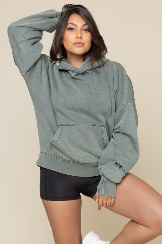 Boxy Boyfriend Hoodie - Vintage Forest Fern