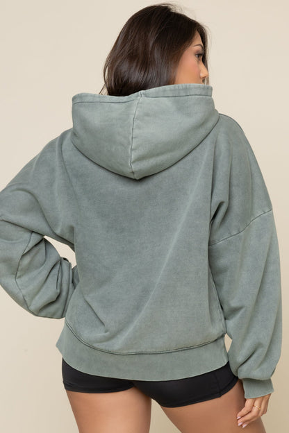 Boxy Boyfriend Hoodie - Vintage Forest Fern