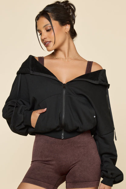 Zip Cloud Hoodie - Black