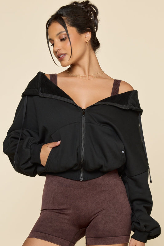 Zip Cloud Hoodie - Black