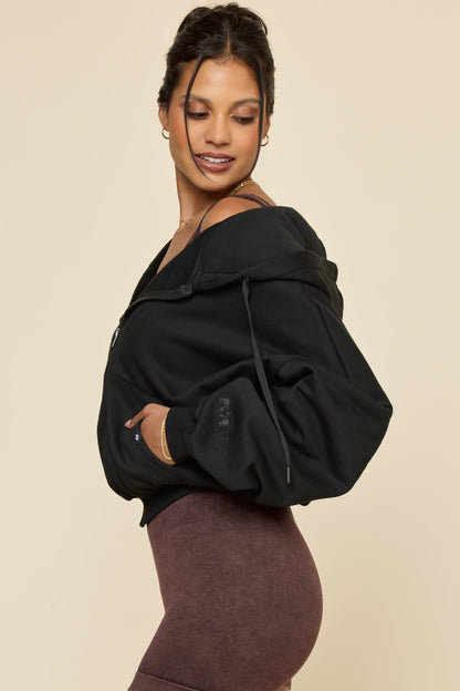Zip Cloud Hoodie - Black