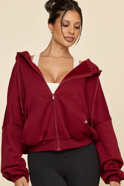 Zip Cloud Hoodie - Crimson