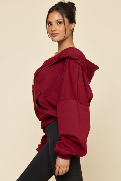 Zip Cloud Hoodie - Crimson