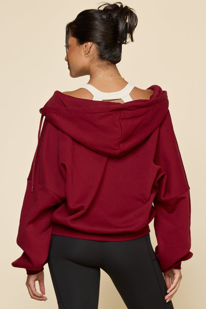 Zip Cloud Hoodie - Crimson